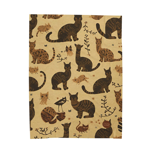 Velveteen Plush Blanket - Brown Cats
