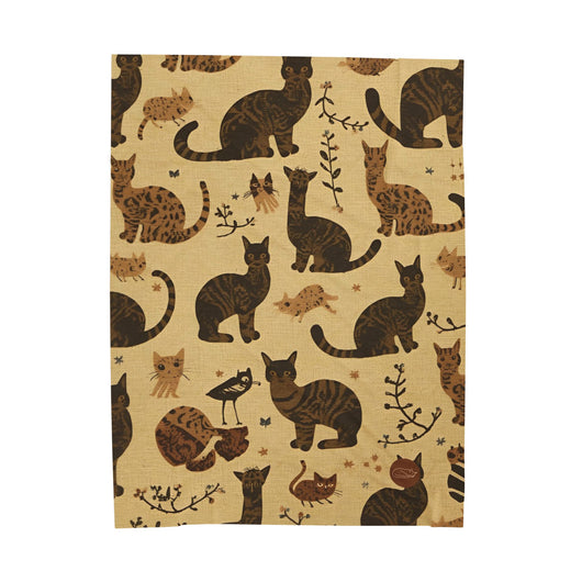 Velveteen Plush Blanket - Brown Cats