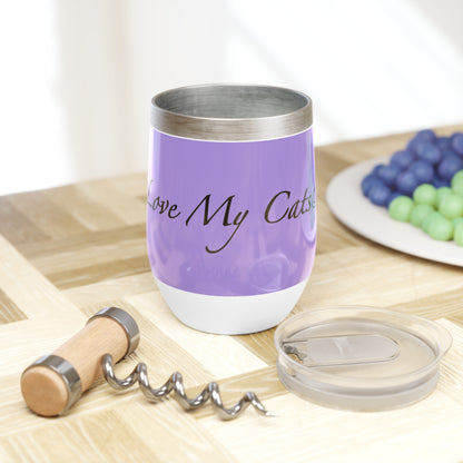 Amo a mis gatos - Vaso de vino - Violeta