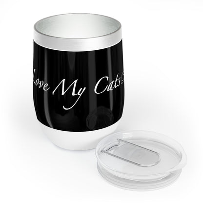 Amo a mis gatos - Vaso de vino - Negro