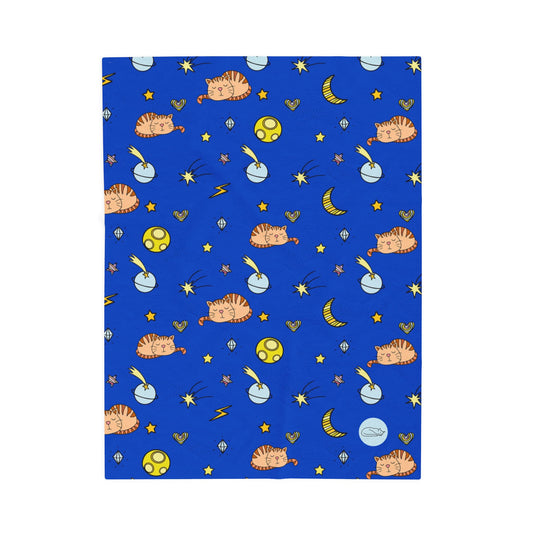 Velveteen Plush Blanket - Space Cats