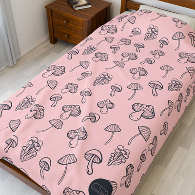 Velveteen Plush Blanket - Mushrooms