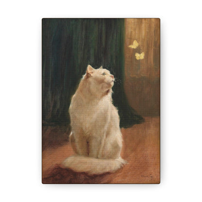 White Cat and two Brimstone Butterflies