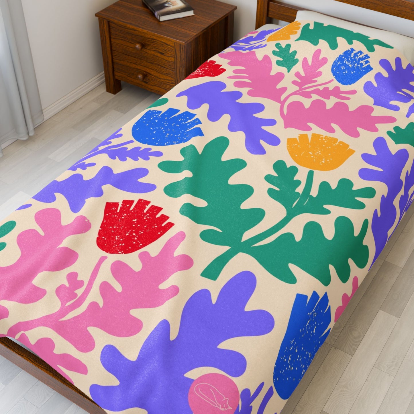 Velveteen Plush Blanket - Colorful Flowers