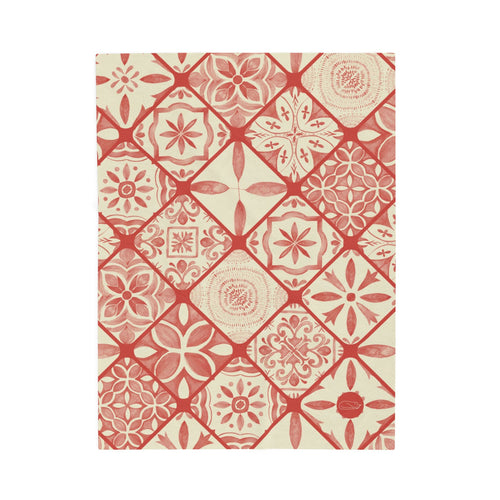 Velveteen Plush Blanket - Red Tiles