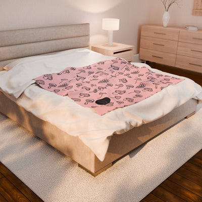 Velveteen Plush Blanket - Mushrooms