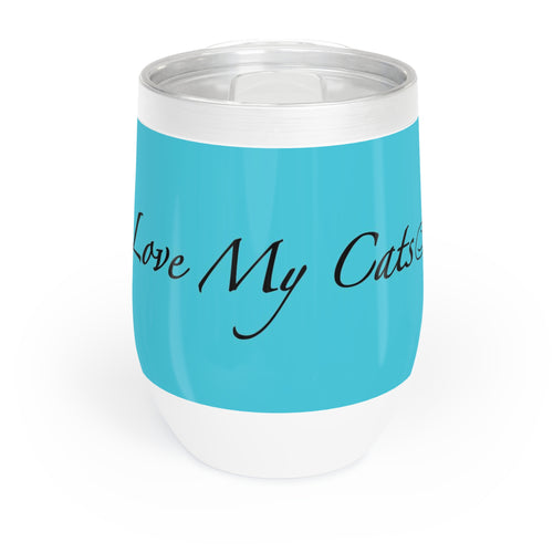 I Love My Cats - Wine Tumbler - Lagoon Blue