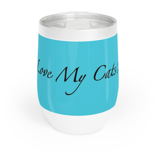 Amo a mis gatos - Vaso de vino - Azul laguna