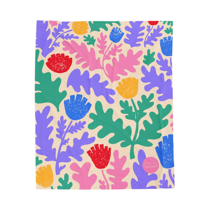 Velveteen Plush Blanket - Colorful Flowers