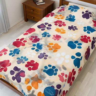 Velveteen Plush Blanket - Paw Prints