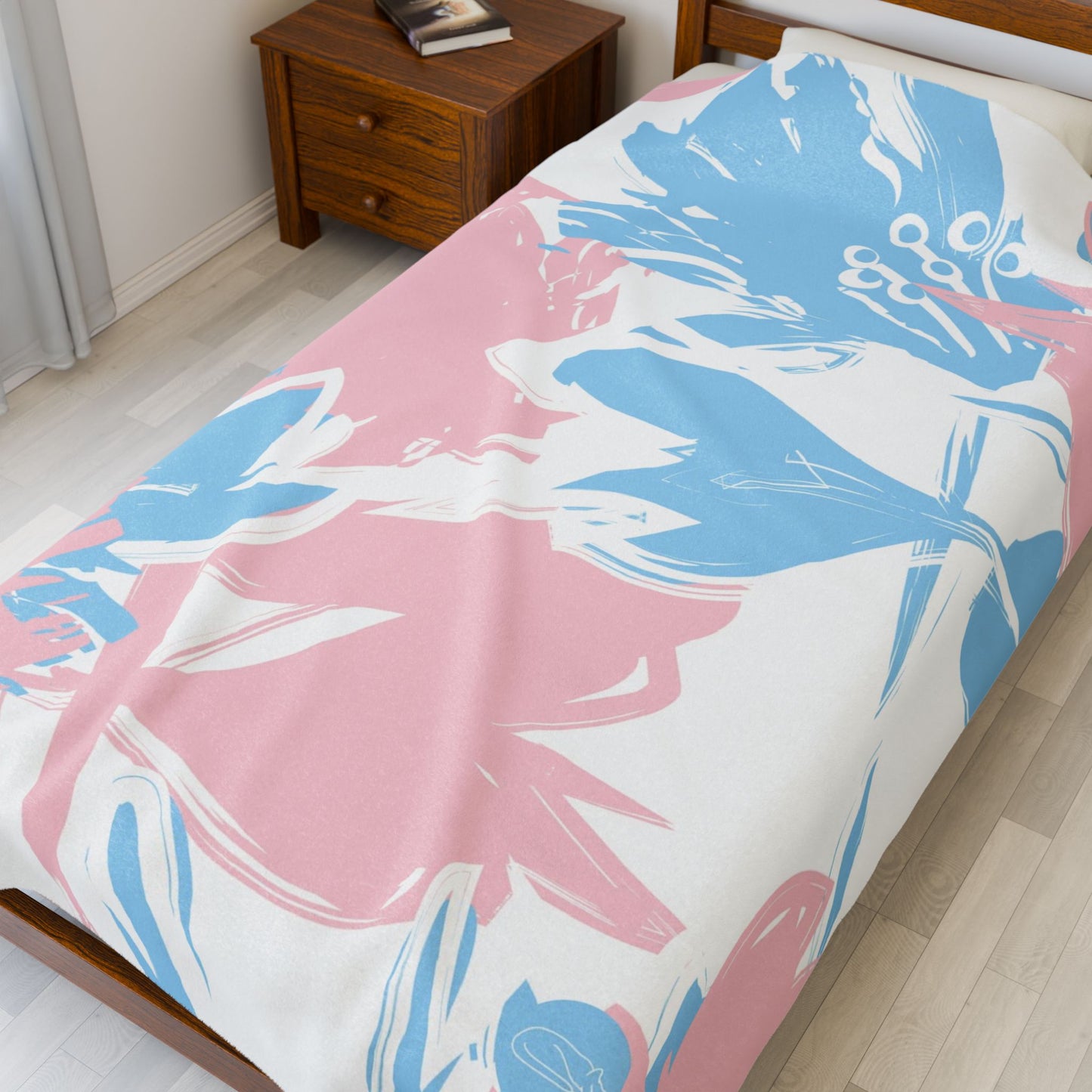 Velveteen Plush Blanket - Pink and Blue
