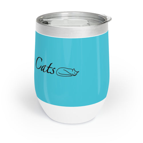 I Love My Cats - Wine Tumbler - Lagoon Blue