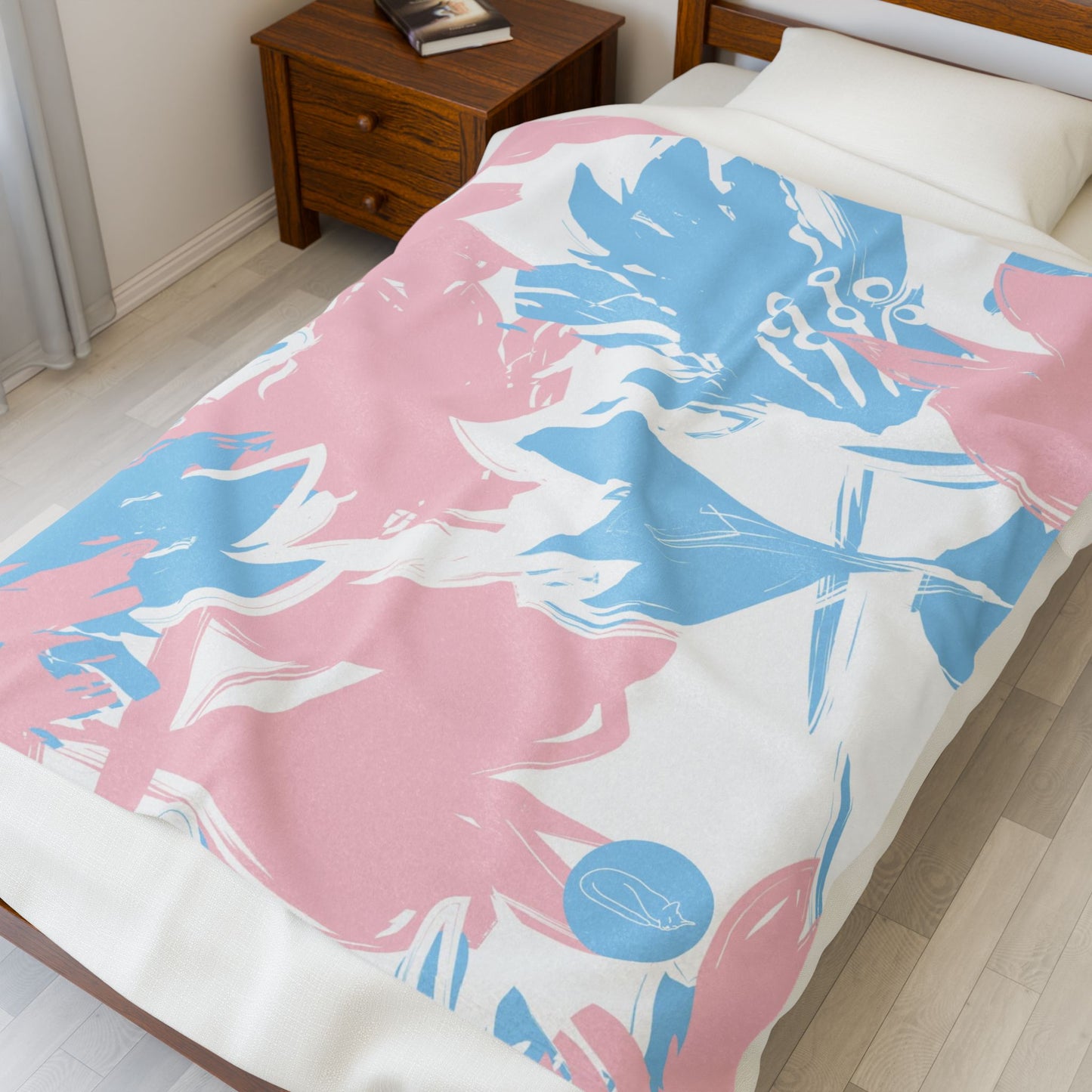 Velveteen Plush Blanket - Pink and Blue