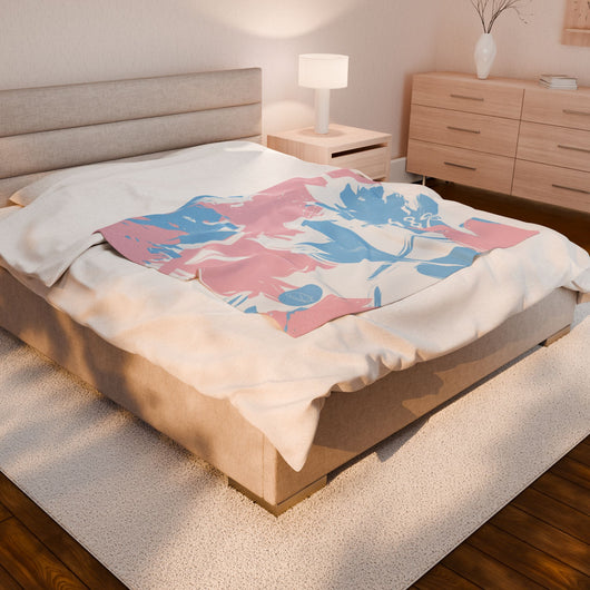 Velveteen Plush Blanket - Pink and Blue