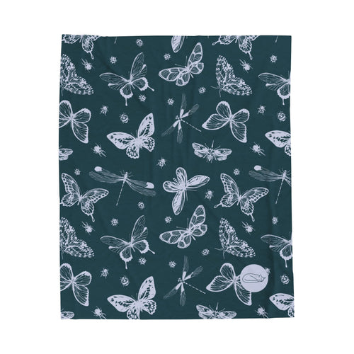 Velveteen Plush Blanket - Butterflies and Dragonflies