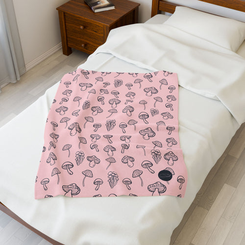 Velveteen Plush Blanket - Mushrooms