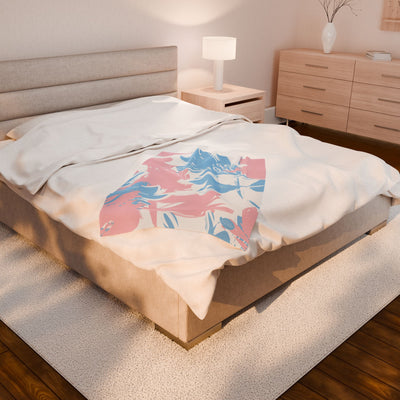Velveteen Plush Blanket - Pink and Blue