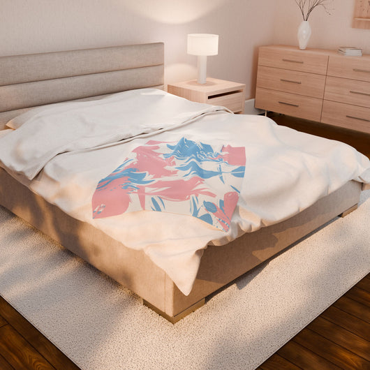 Velveteen Plush Blanket - Pink and Blue