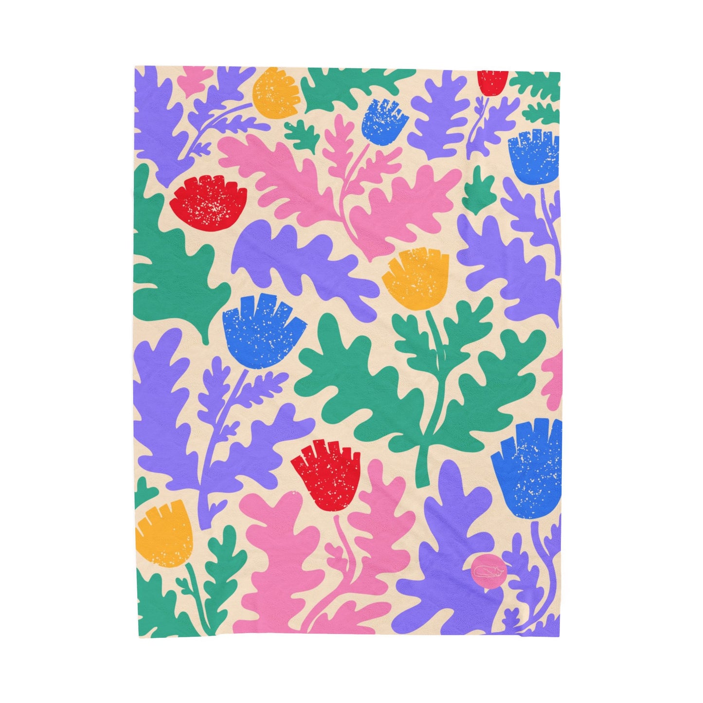 Velveteen Plush Blanket - Colorful Flowers