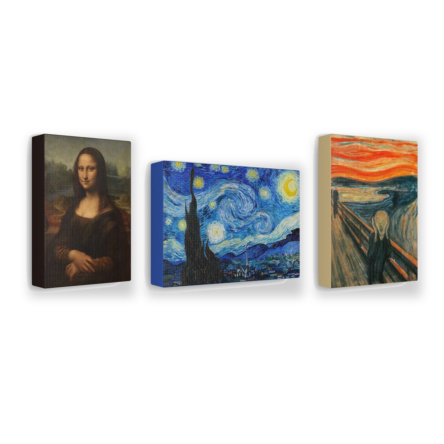 The Classics Set — 3 Cat-Sized Canvases (Starry Night, Mona Lisa, The Scream)
