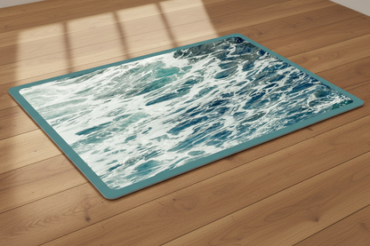 Ocean Waves Mat Low Angle on Wood Floor