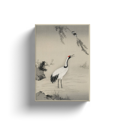 Un retrato tradicional de una hermosa grulla japonesa