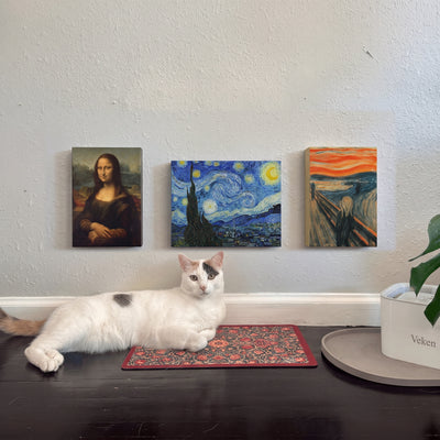 The Classics Set — 3 Cat-Sized Canvases (Starry Night, Mona Lisa, The Scream)